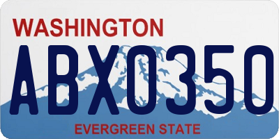 WA license plate ABX0350