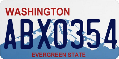 WA license plate ABX0354