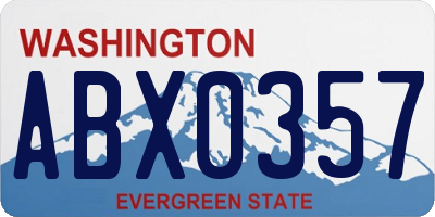 WA license plate ABX0357