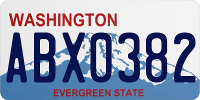 WA license plate ABX0382