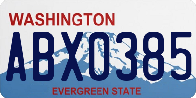 WA license plate ABX0385