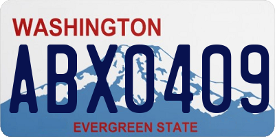 WA license plate ABX0409