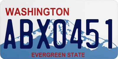 WA license plate ABX0451
