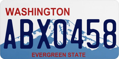 WA license plate ABX0458
