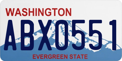 WA license plate ABX0551