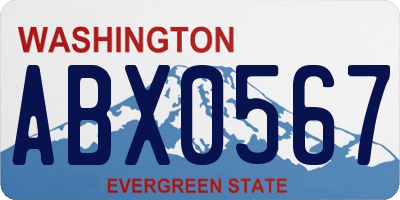 WA license plate ABX0567