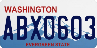 WA license plate ABX0603
