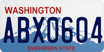 WA license plate ABX0604