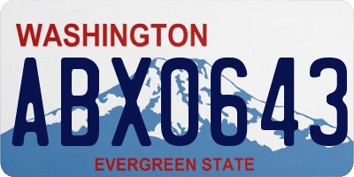 WA license plate ABX0643