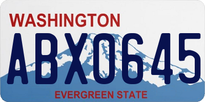 WA license plate ABX0645