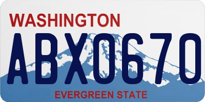 WA license plate ABX0670