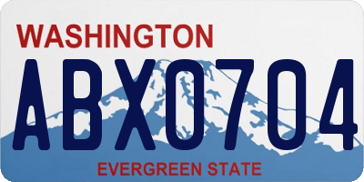 WA license plate ABX0704