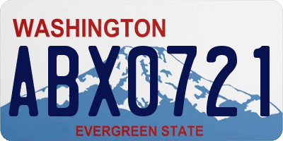 WA license plate ABX0721