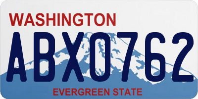 WA license plate ABX0762
