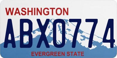 WA license plate ABX0774