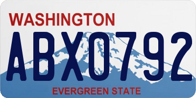 WA license plate ABX0792
