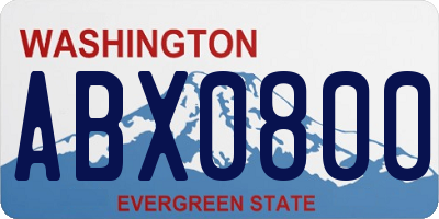 WA license plate ABX0800