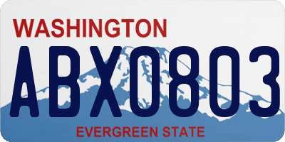 WA license plate ABX0803