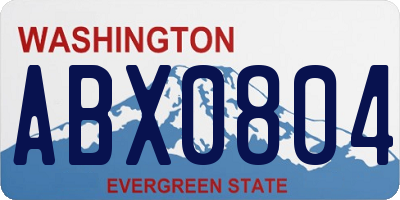 WA license plate ABX0804