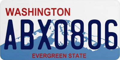 WA license plate ABX0806