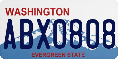 WA license plate ABX0808