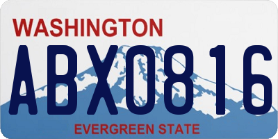 WA license plate ABX0816