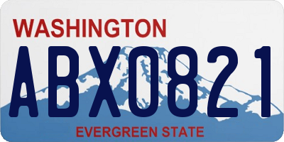 WA license plate ABX0821
