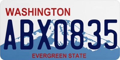 WA license plate ABX0835