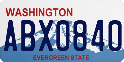 WA license plate ABX0840