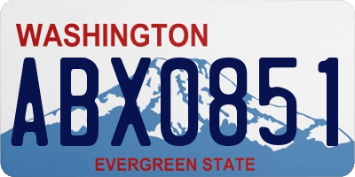 WA license plate ABX0851