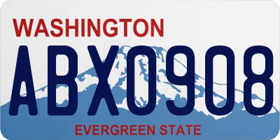 WA license plate ABX0908