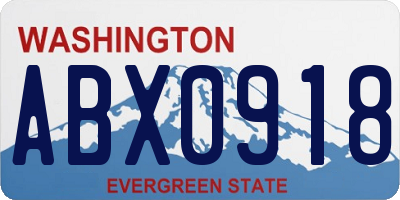 WA license plate ABX0918