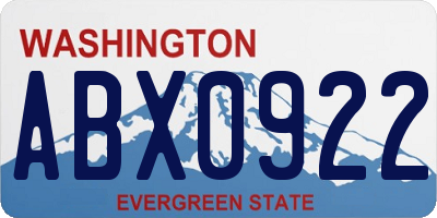 WA license plate ABX0922