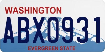 WA license plate ABX0931