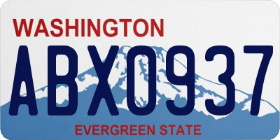 WA license plate ABX0937