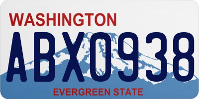 WA license plate ABX0938