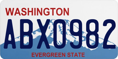 WA license plate ABX0982