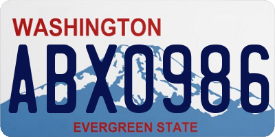 WA license plate ABX0986