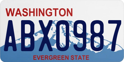 WA license plate ABX0987