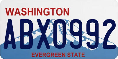 WA license plate ABX0992