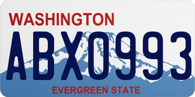 WA license plate ABX0993