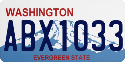 WA license plate ABX1033