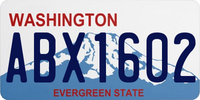 WA license plate ABX1602