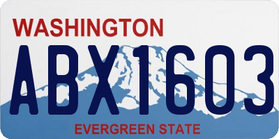 WA license plate ABX1603