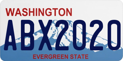 WA license plate ABX2020