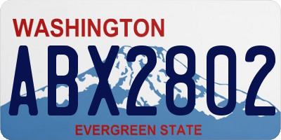 WA license plate ABX2802
