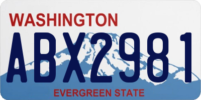 WA license plate ABX2981