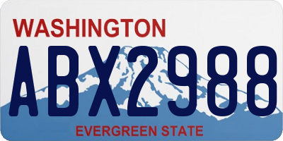 WA license plate ABX2988