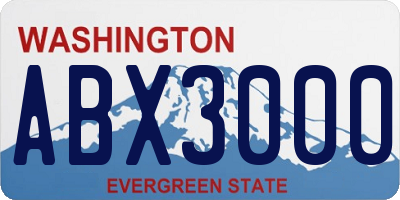 WA license plate ABX3000