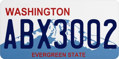WA license plate ABX3002
